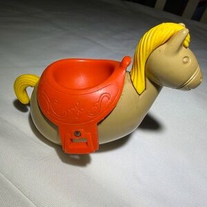 Hasbro Beige Pony Figure with Orange Saddle and Yellow Mane